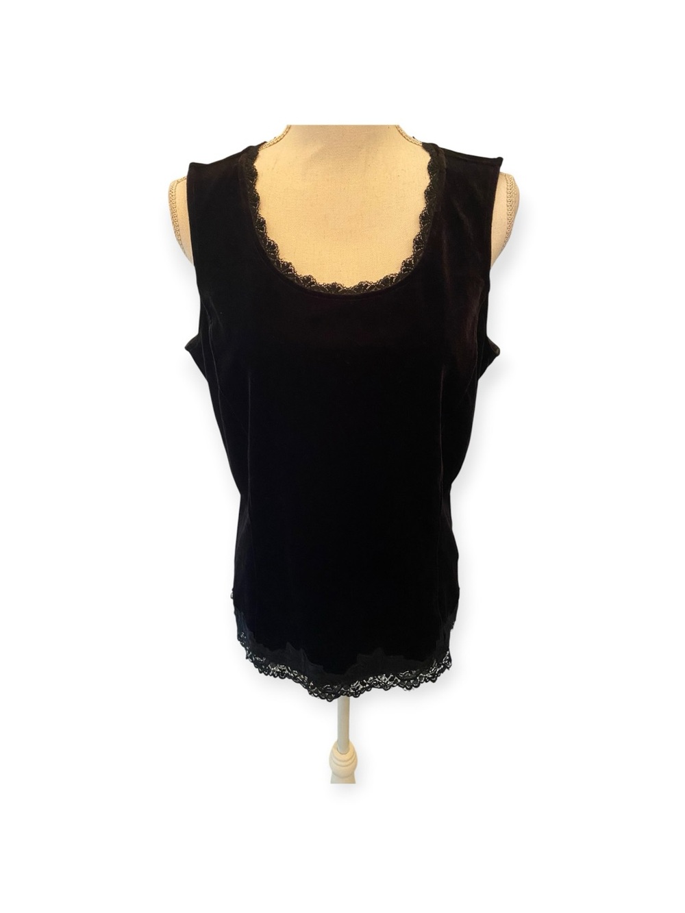 Coldwater Creek velour tank with lace trim